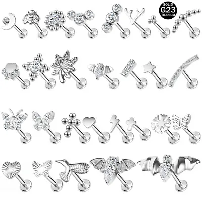 G23 Titanium Steel Lip Labret Piercing CZ Helix Conch Monroe Piercings Jewelry • $4.99