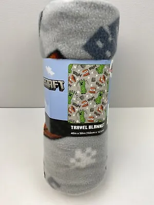 Minecraft Fleece Travel Throw Blanket 40  X 50  Warm Soft Cozy Gray - New • $7.99