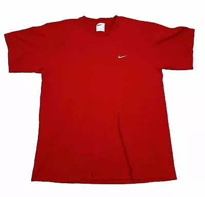 VTG Nike Shirt Mens Sz M Red Short Sleeve Embroidered Swoosh USA Made White Tag • $18.70