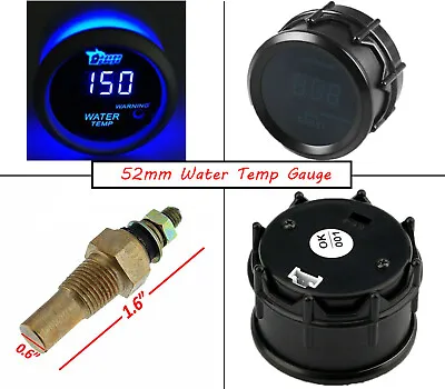 Digital LED 2  52mm Blue Water Temp Temperature Gauge With Temp Sensor Car Boat • $16.39