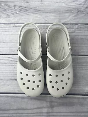 Women's 11 CROCS Karin MARY JANE Double Strap Light Grey Slingback Clog Sandals • $19.95