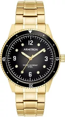 Armitron Men's Gold-Tone Black Dial Dress Watch - 20/5482BKGP - NEW! • $29.95