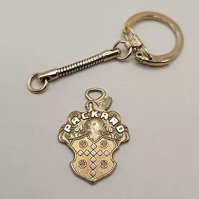 Vtg Packard Crest Shield Keychain Fob Swan Knight Gold Tone Key Chain RARE • $22.99