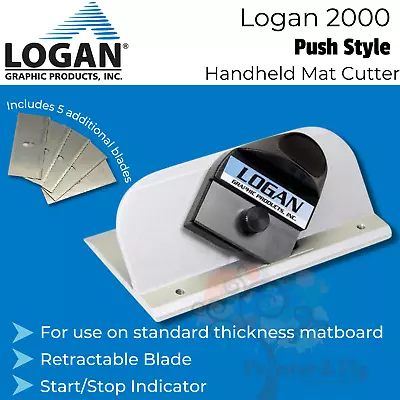 Logan Mat Board Cutter 2000 - Bevel Push Style Mat Cutter Framing 5 Spare Blades • £81.23