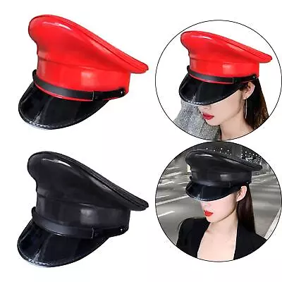 Captain Hat Costume Uniform German Style Props Artificial Leather Army Hat Hat • $41.47