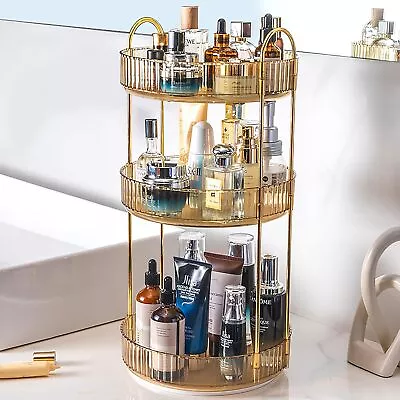 360 Rotating 3 Tiers Makeup Organizer For Vanity Bathroom Countertop Organizer • $18.89