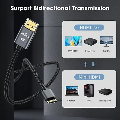 Mini HDMI To HDMI Cable Adapter Converter 4K UHD High Speed HD HDMI A To Mini C • $8.95