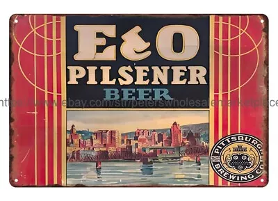 Decoration Stuff 1940s E&O Pilsner Beer Bar Table Diner Metal Tin Sign • $18.90