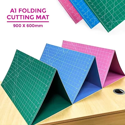 Folding A1 Cutting Mat Size Non Slip Self Healing Grid Craft Design 900 X 600mm • £11.85