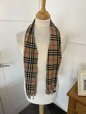 £69.99 • Buy Vintage Burberry 50% Cashmere 50% Wool Nova Check Scarf Beige Made In England
