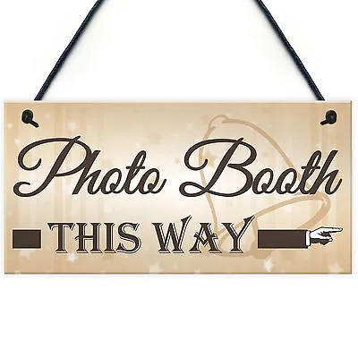 £3.99 • Buy Photo Booth This Way Hanging Wedding Direction Decoration Arrow Plaque Sign