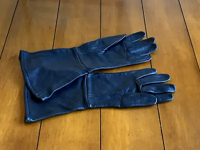 Vtg Motorcycle Black Leather Gauntlet Riding Gloves Deerskin -Men SM Women LG • $25