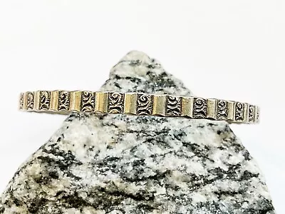 Vintage Danecraft Sterling Bangle Bracelet With Alternating Plain & Fancy Design • $42