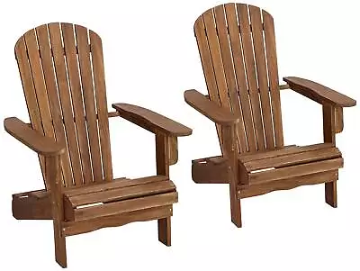 Cape Cod Natural Wood Adirondack Chairs Set Of 2 • $379.98