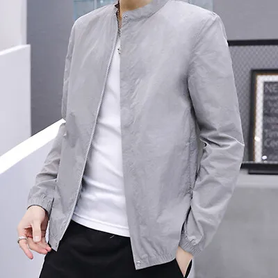 Fashion Men Top Shirt Plain Jacket Coat Outerwear Full Zip Solid Casual Daily • $22.36