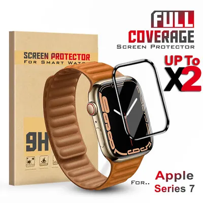 $5.99 • Buy For Apple Watch Series 7 45mm 41mm Full Coverage Tempered Glass Screen Protector