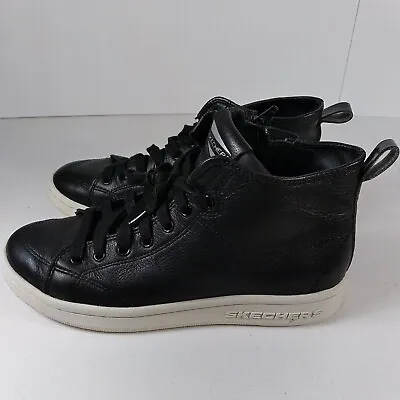 Sketchers High Top Hidden Wedge Shoe Black Boots Sneakers Womens Size 7  • $35.66