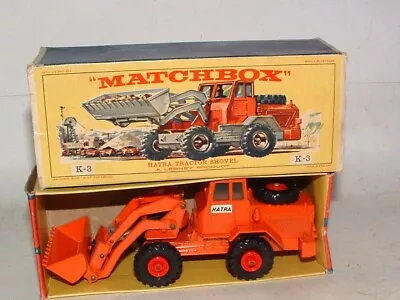 * 1960s MATCHBOX KING-SIZE K-3 ORANGE HATRA TRACTOR SHOVEL MINT IN THE BOX ! • $38