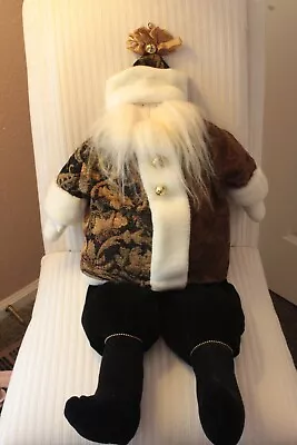 $46.75 • Buy Woof & Poof Santa Doll Shelf Sitter Black Gold White 31  Plush ID Button Bells