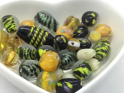 40g Mixed Handmade Indian Lampwork Beads 6mm - 20mm Approx Orange Green Mix • £3.95