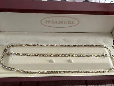 9ct White And Yellow Gold Necklace And Bracelet Set New • £299