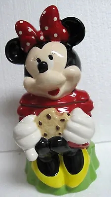 Disney Ceramic Cookie Jar Minnie Mouse Munching On A Chocolate Chip Cookie 13   • $29.99