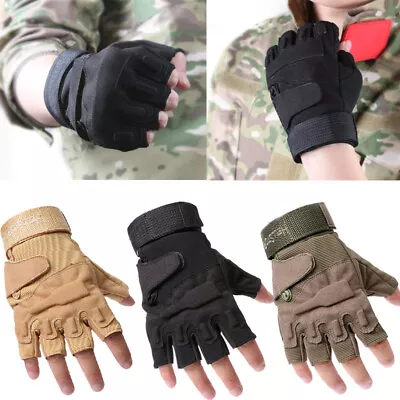 Tactical Men Fingerless Half-Finger Gloves Motorcycle Driving Riding Gloves US • $9.89