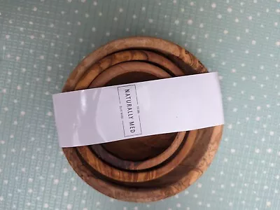 Naturally Med Set Of 3 Round Olive Wood Stacking Bowls • £32.75