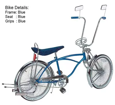 20  Vintage Lowrider Blue Bicycle 144 Spoke Chrome Shiny Rims W/ Accesories. • $739.79