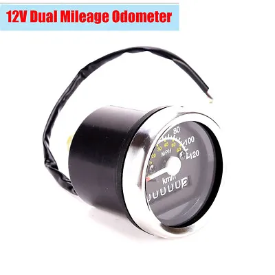 12V Motorcycle Dirt Bike Odometer Speedometer Kilometer Mile Dual Mileage Gauge • $34.83