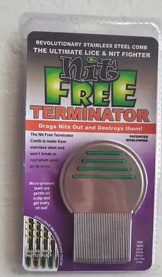 NEW In Sealed Package Nit Free Terminator Comb Stainless Steel Lice Green Fight • $4.75