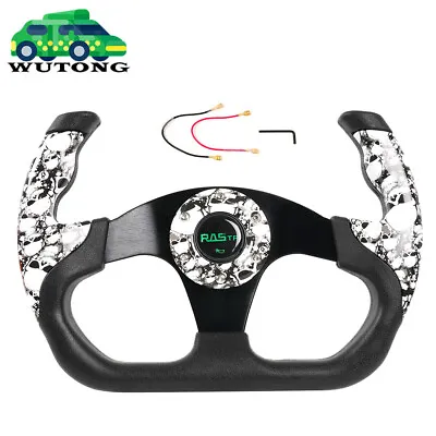 Universal U Shape Flat Dish Drift Racing Steering Wheel + 6 Holes Horn Button • $29.99