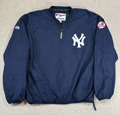 VTG New York Yankees Jacket Mens L Pullover Majestic 1/4 Zip Side MLB Authentic • $149.99