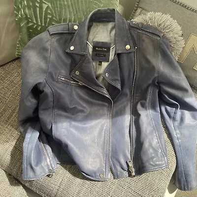 Massimo Dutti Grey Soft Leather  Jacket (eur Xl)  Clean And Tidy Condition. • £39