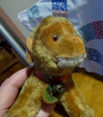 Vintage Maruei Mohair Stuffed Animal Monkey Japan W/ Sticker Tag Bell Toy • $9.99