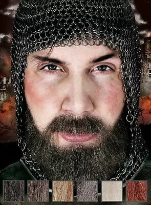 Knights Real Hair Beard Moustache Realistic Stage Fake Medieval Human Facial Set • £65.99