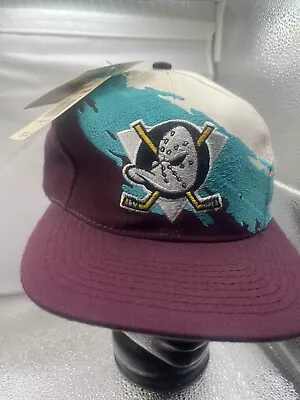Logo Athletic Mighty Ducks Splash Snap Back Hat Rare Vintage 90s NHL Hockey NWT • $800