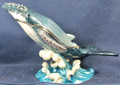 Humpback Whale Breaching Jeweled Pewter Trinket Box • $49.95