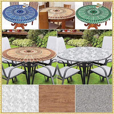 $24.98 • Buy Round Vinyl Fitted Elastic Table Cover Flannel Back ~ Fits Up To 48  ~ 6 Designs