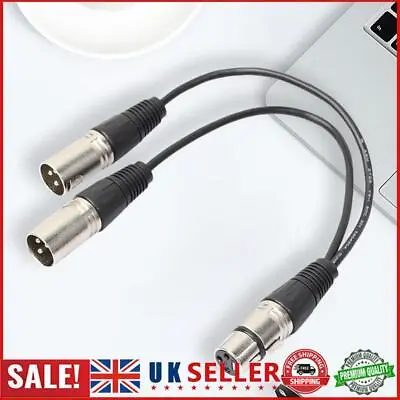 3P XLR Female Jack To Dual 2 Male Plug Y Splitter Adaptor Cord Cable 1Ft GB • £6.29