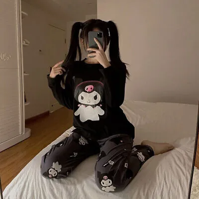 Kawaii Kuromi Two Piece Pajamas Long-sleeve Girl Gift Clothes Set Soft Homewear • $43.99