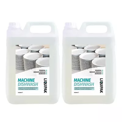 Liquipak 2x 5L Commercial Dishwasher Liquid Machine Dishwash Cleaning Detergent • £17.99