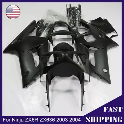 Matte Black Fairing Kit For Kawasaki Ninja ZX6R ZX636 2003 2004 ZX636C Body Work • $349.90