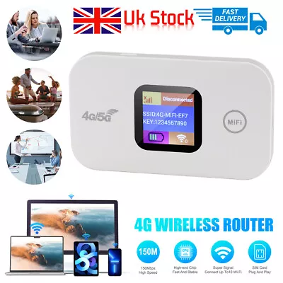 Portable Unlocked 4G LTE Wireless WiFi Router Mobile Broadband LCD MIFI Hotspot • £19.99