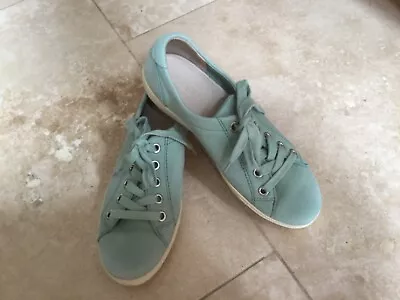 Hotter Biscay Trainers Womens UK 5 Mint / Light Green Suede Lace Up Comfort Shoe • £14