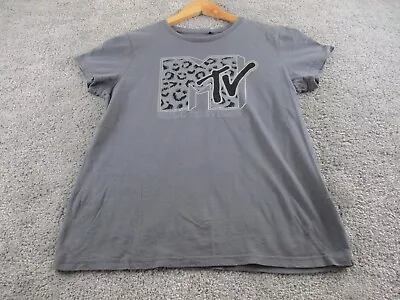 MTV T Shirt/Tee Medium Round Neck Short Sleeve Womens Cotton Grey • £15.62