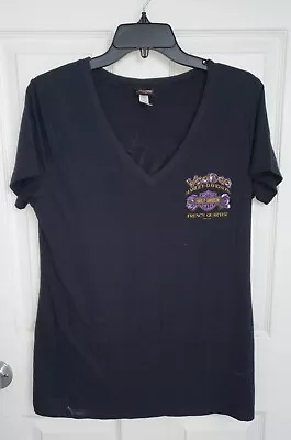 HARLEY DAVIDSON Vintage V- Neck Women's XL VooDoo Black Top New Orleans Dealer • $16.99