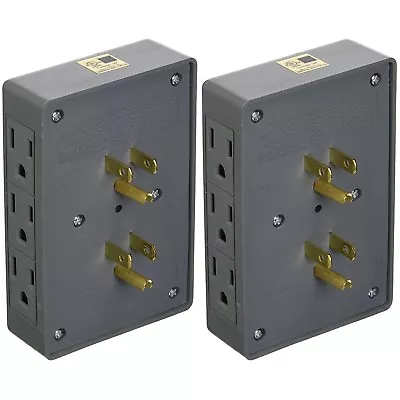 2 Pack Side Entry 6-way Electrical Socket Outlet Splitter In-wall Tap Adapter • $16.95