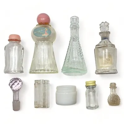 10 LOT Antique Glass Bottles Apothecary Drug Vintage Perfume Bayer Clear • $21.95