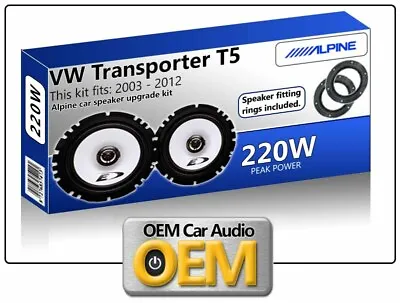 VW Transporter T5 Front Door Speakers Alpine Car Speaker Kit With Adapter Pods • £62.99